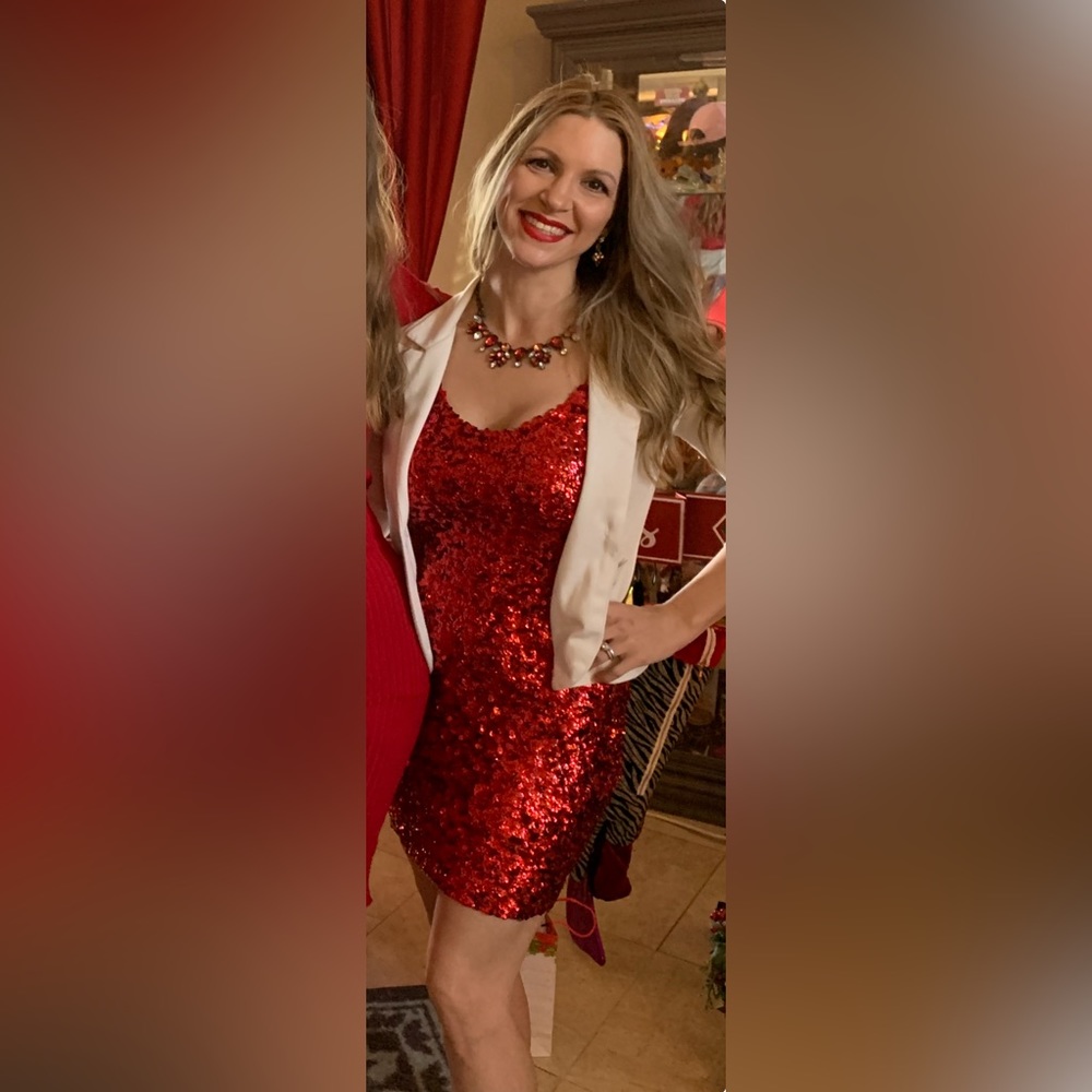 Red sequin dress
